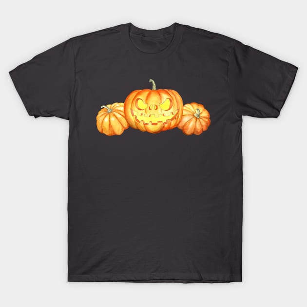 Halloween, scary watercolor pumpkins T-Shirt by Simple Wishes Art